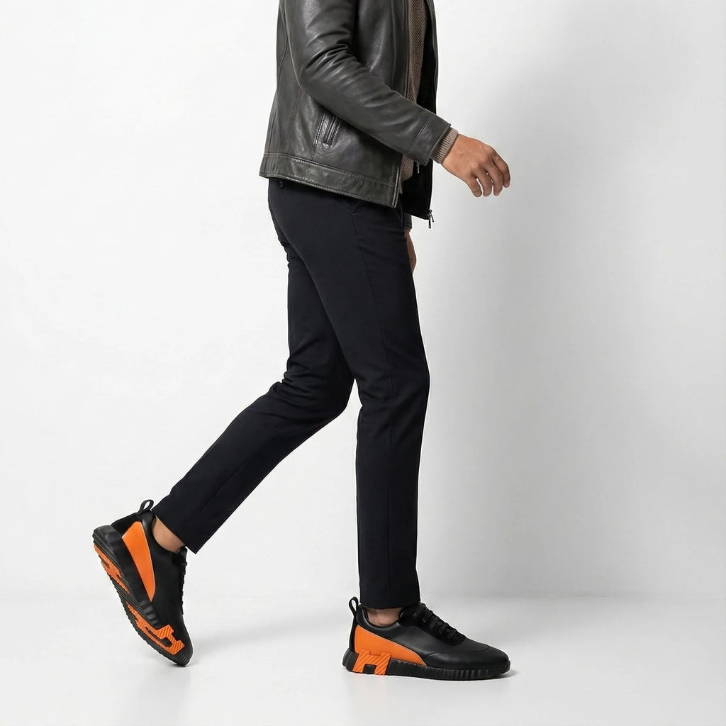 Hermes Sneakers Bouncing en Cuir Orange & Noir